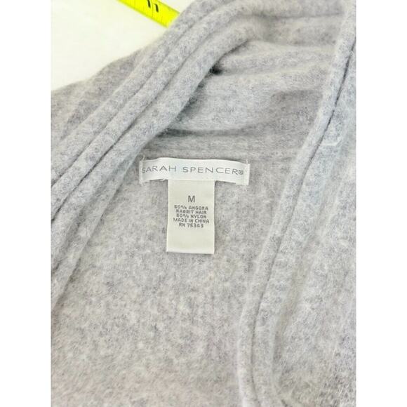 Sarah Spencer Angora Rabbit Hair Quiet Luxury Cardigan Soft Gray Asymmetrical M - Picture 5 of 5